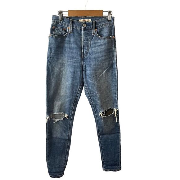 Levi's Wedgie Skinny Distressed Ripped Jeans Size 25 - Picture 1 of 7